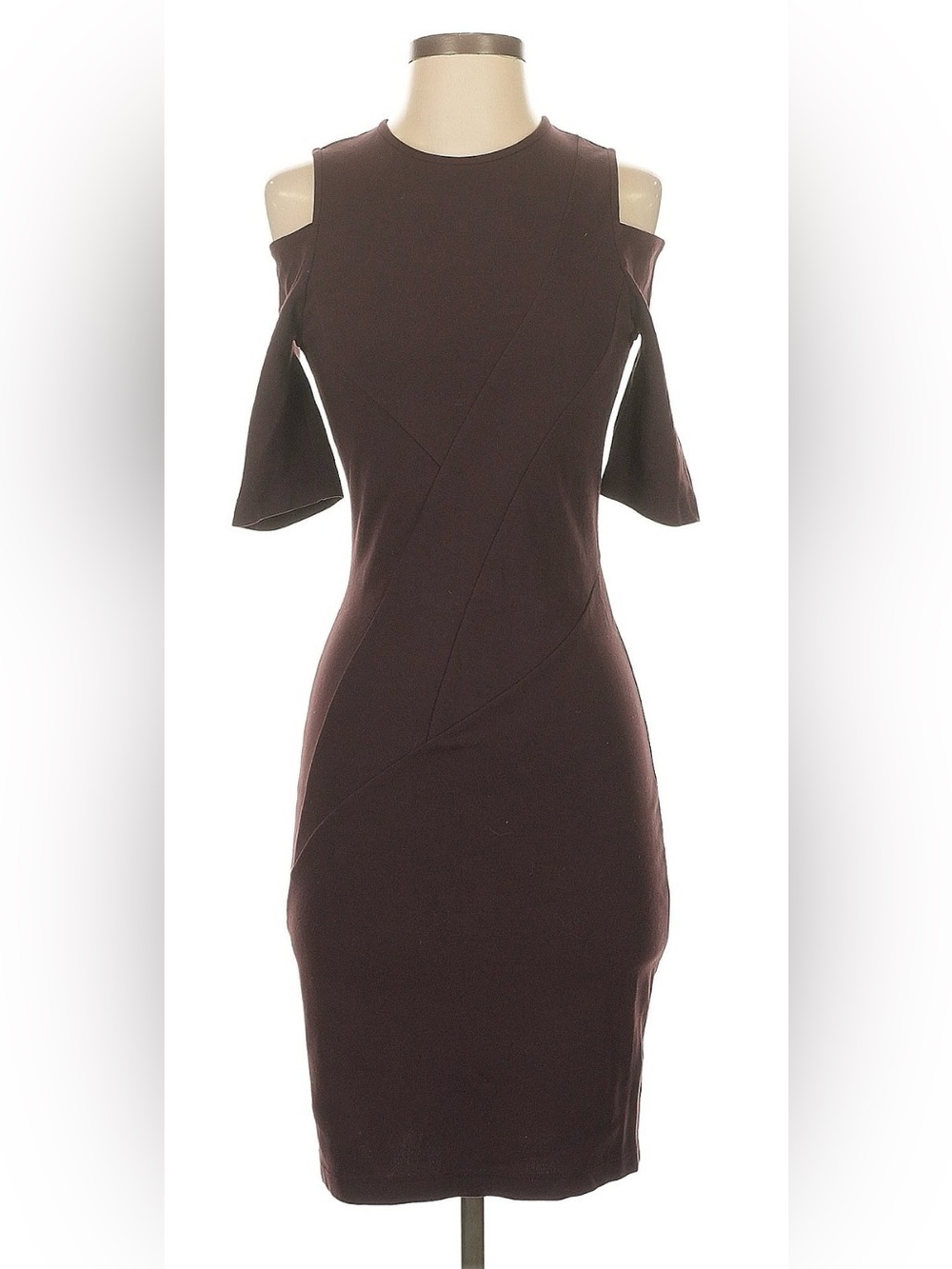 Kimberly Ovitz Cold-Shoulder Sheath Dress in Brown Size Small